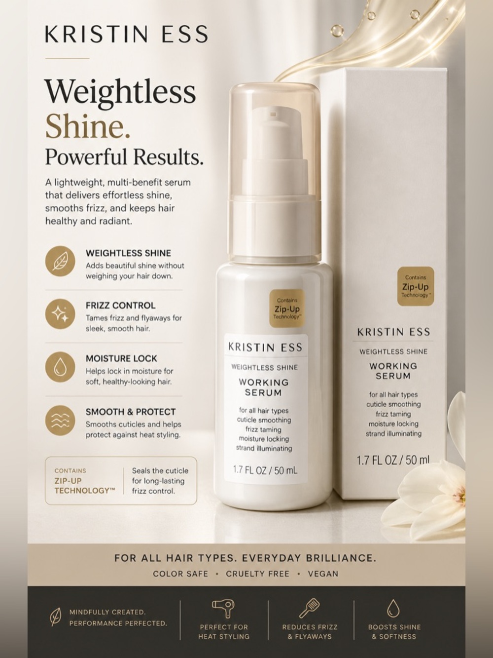 Kristin Ess Weightless Shine Working Serum - White